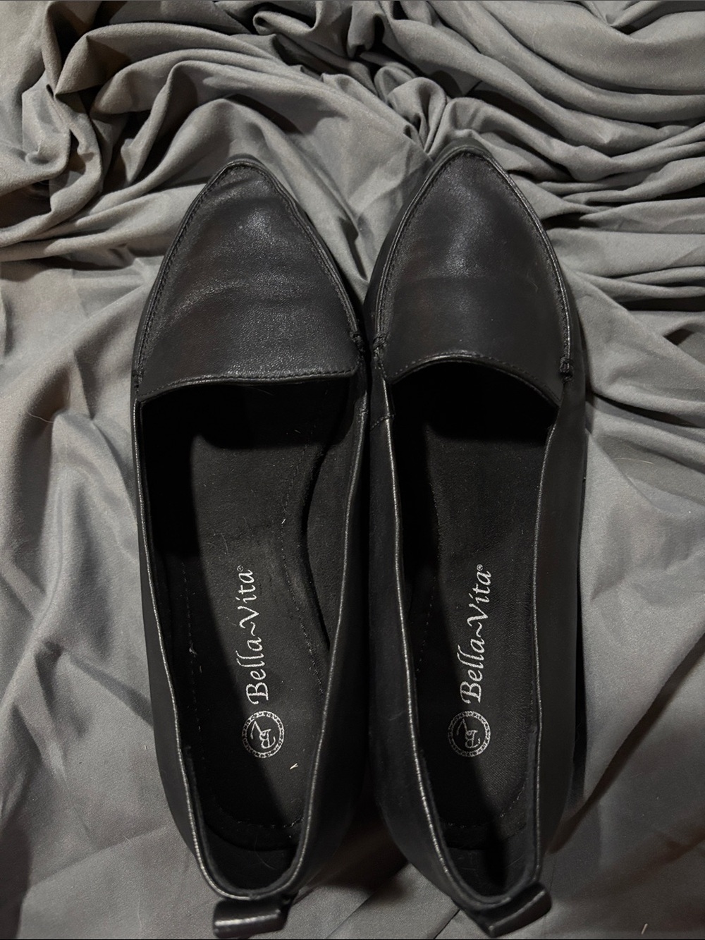 Bella Vita Black Pointed Slip-On Loafers